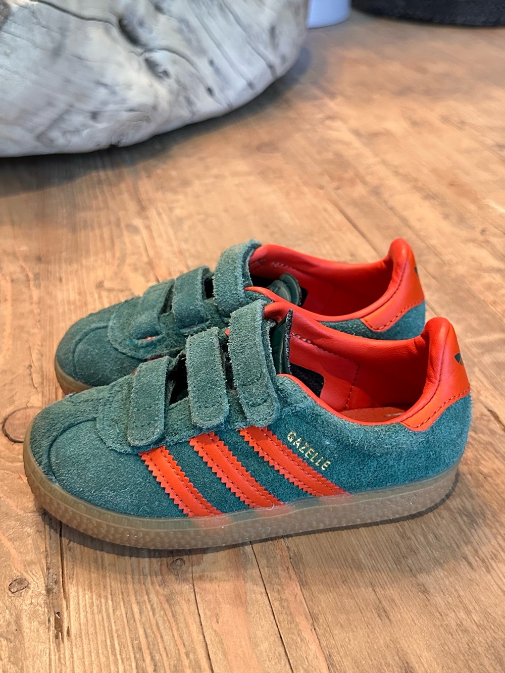 adidas Kids Gazelle Suede Sneakers in Teal and Orange